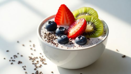 Pudim Cremoso de Chia com Frutas Frescas